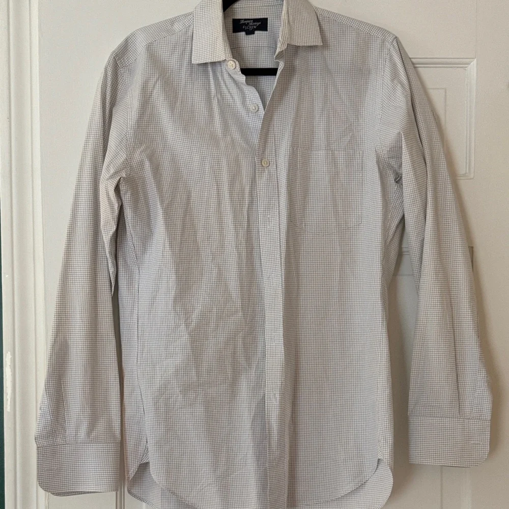 J Crew White Micro-Check Dress Shirt